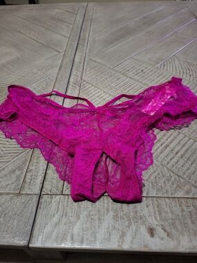 Victoria's Secret Panty Hot Pink Lace Bikini Web Back